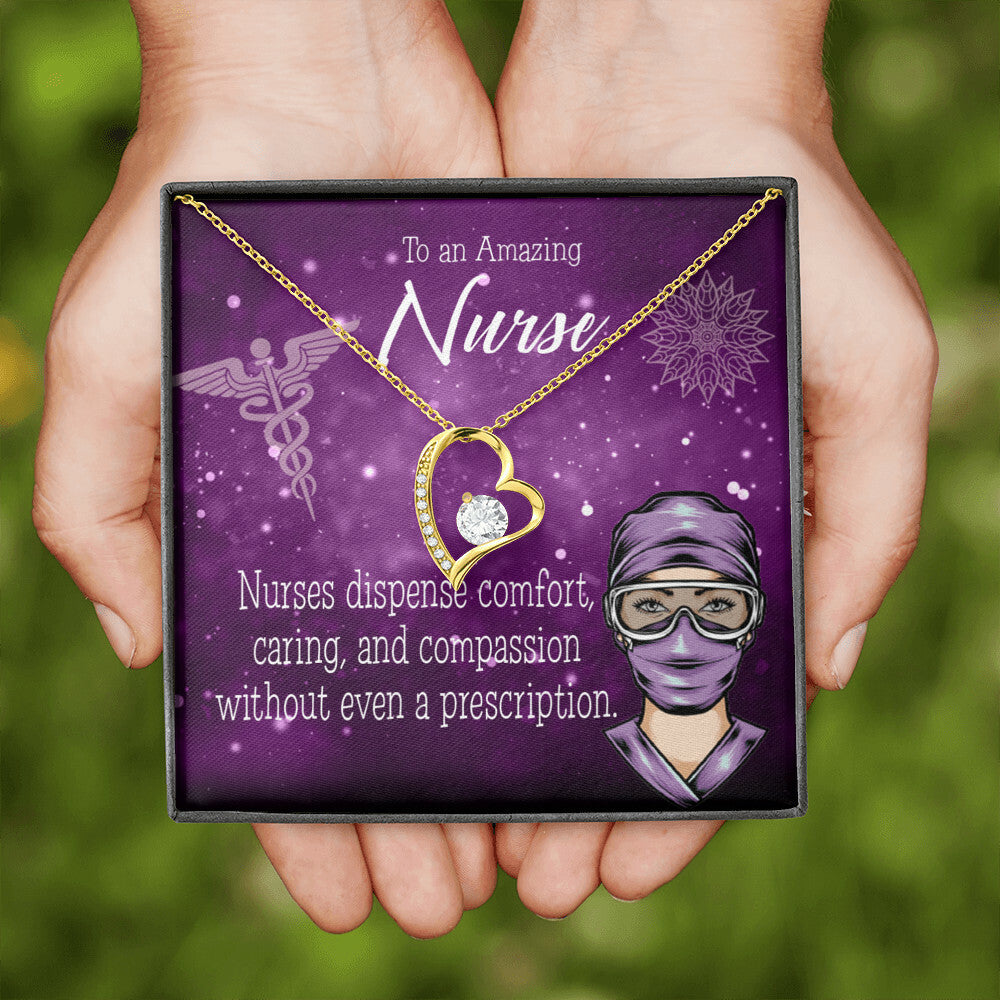 Nurse RN Caduceus Healthcare Medical Worker Nurse Appreciation Gift Forever Necklace w Message Card-Express Your Love Gifts