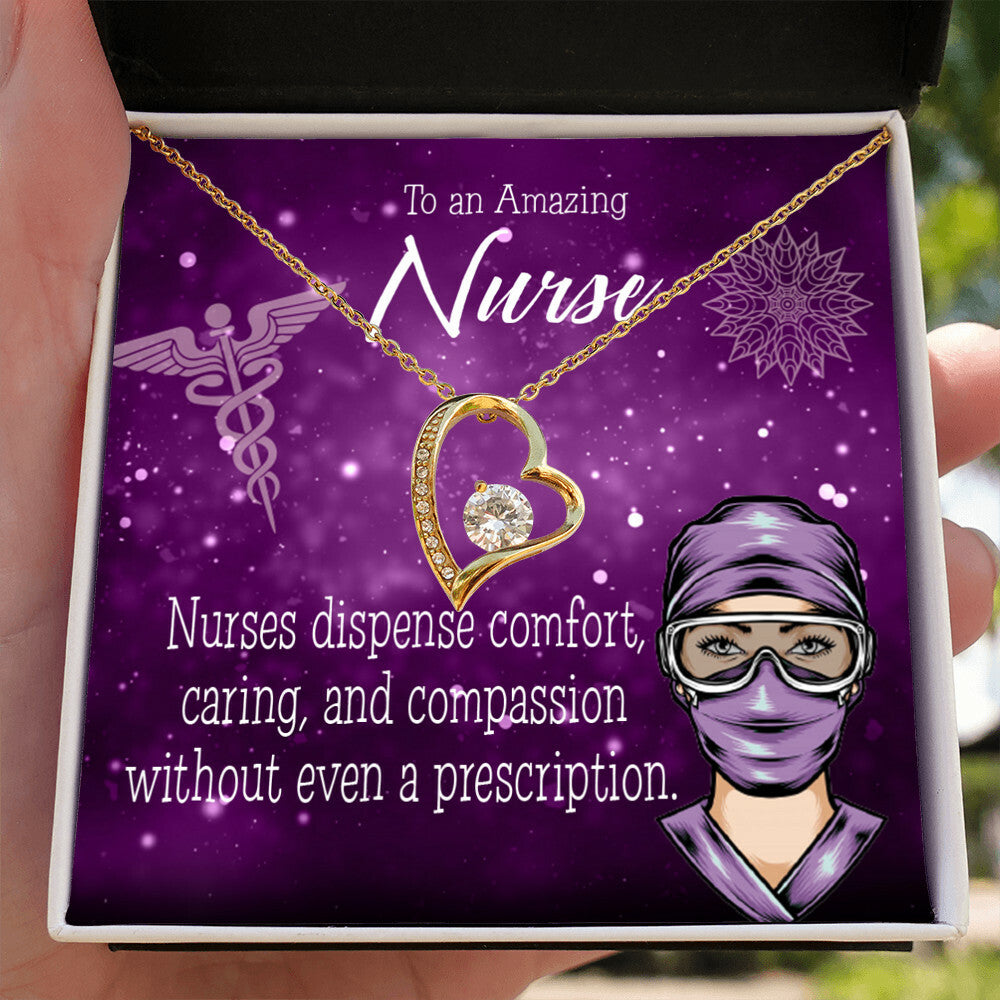Nurse RN Caduceus Healthcare Medical Worker Nurse Appreciation Gift Forever Necklace w Message Card-Express Your Love Gifts