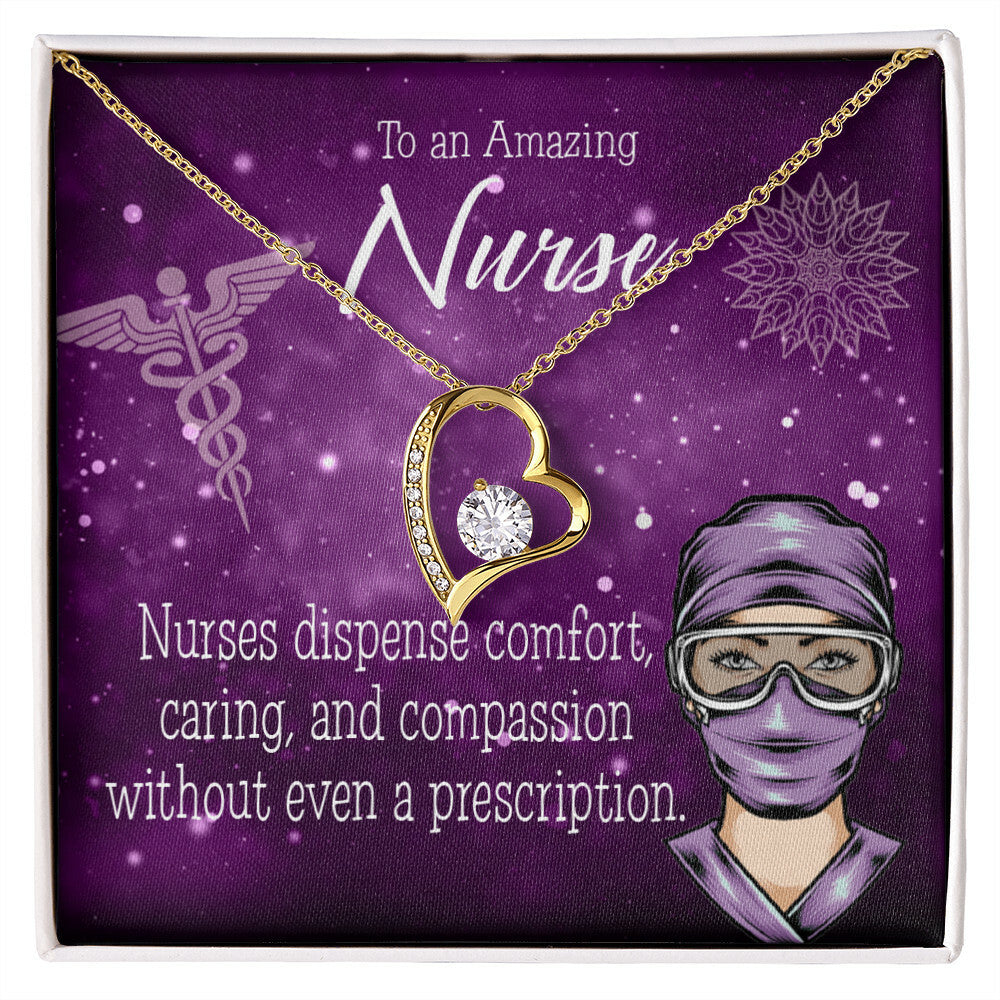 Nurse RN Caduceus Healthcare Medical Worker Nurse Appreciation Gift Forever Necklace w Message Card-Express Your Love Gifts