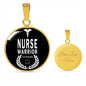 Nurse Warrior First Responder Circle Pendant Stainless Steel or 18k Gold 18-22"-Express Your Love Gifts