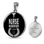 Nurse Warrior First Responder Circle Pendant Stainless Steel or 18k Gold 18-22"-Express Your Love Gifts