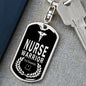 Nurse Warrior First Responder Dog Tag Pendant Keychain Stainless Steel or 18k Gold-Express Your Love Gifts
