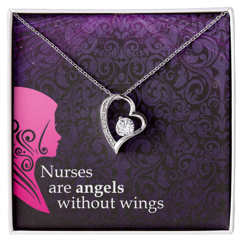 Nurses are Angels Healthcare Medical Worker Nurse Appreciation Gift Forever Necklace w Message Card-Express Your Love Gifts