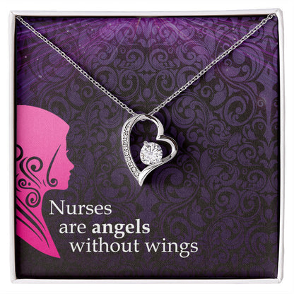Nurses are Angels Healthcare Medical Worker Nurse Appreciation Gift Forever Necklace w Message Card-Express Your Love Gifts