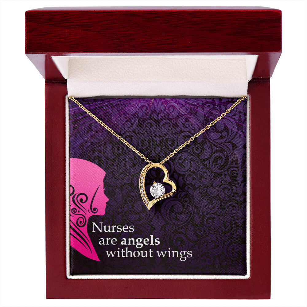 Nurses are Angels Healthcare Medical Worker Nurse Appreciation Gift Forever Necklace w Message Card-Express Your Love Gifts