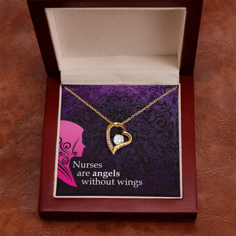 Nurses are Angels Healthcare Medical Worker Nurse Appreciation Gift Forever Necklace w Message Card-Express Your Love Gifts