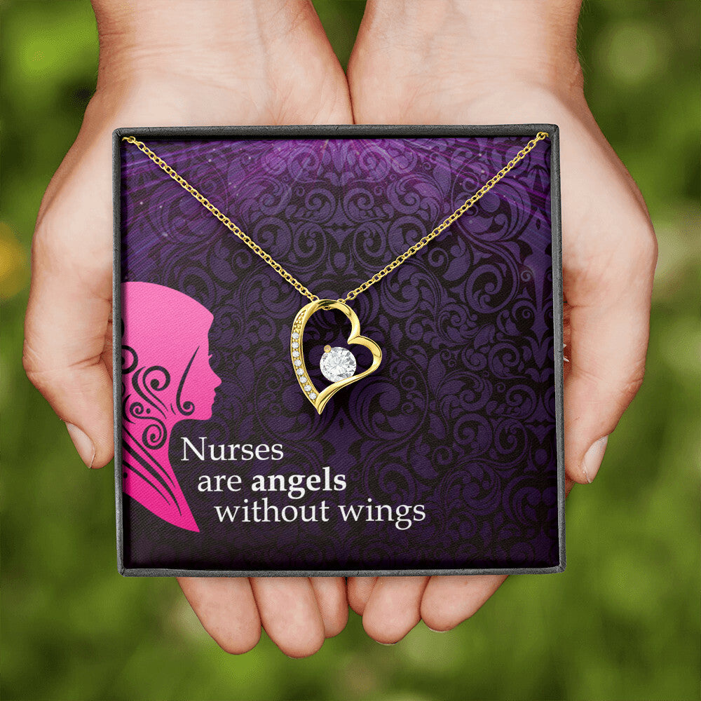 Nurses are Angels Healthcare Medical Worker Nurse Appreciation Gift Forever Necklace w Message Card-Express Your Love Gifts
