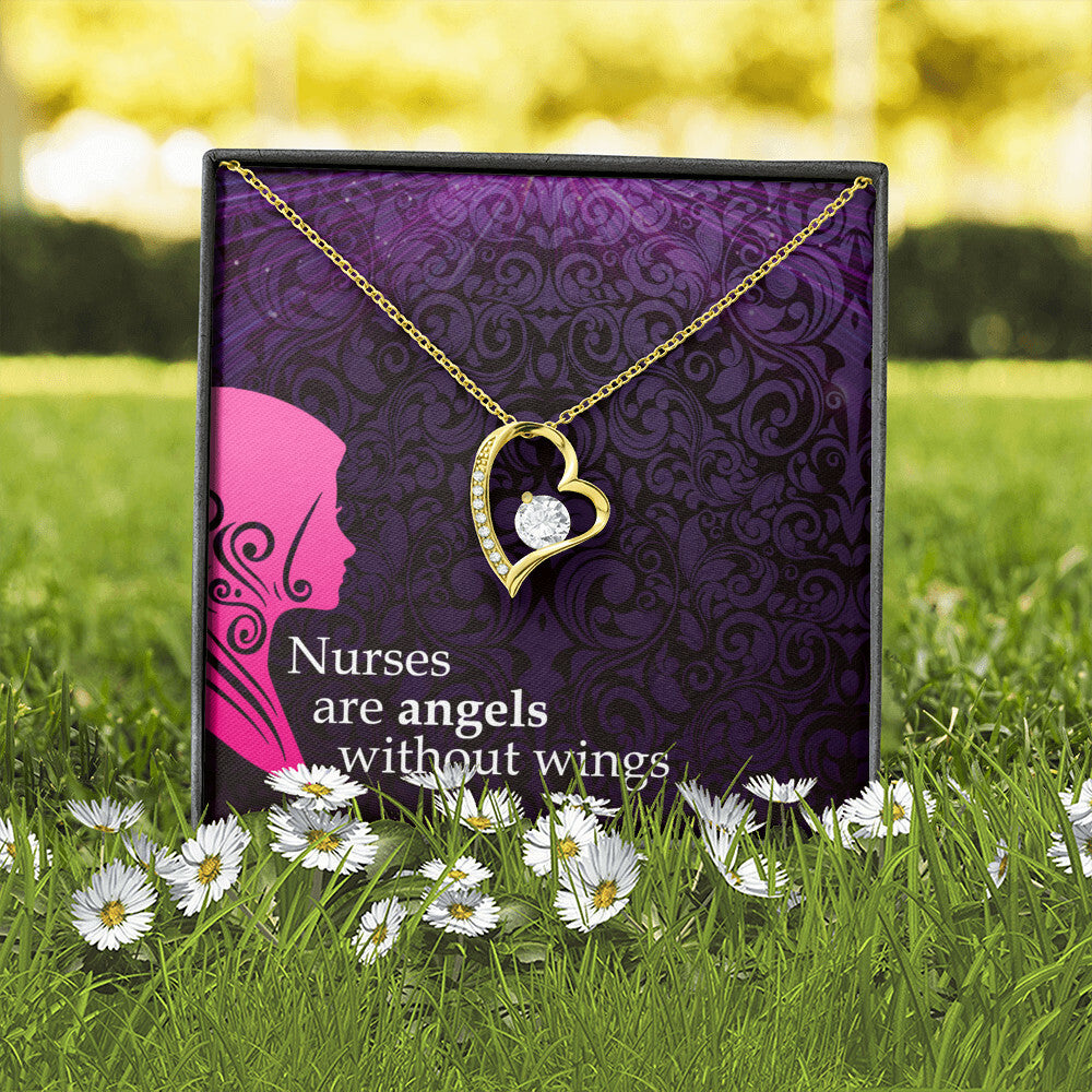 Nurses are Angels Healthcare Medical Worker Nurse Appreciation Gift Forever Necklace w Message Card-Express Your Love Gifts