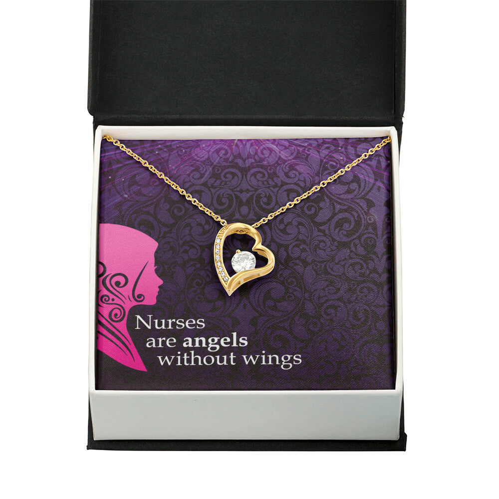 Nurses are Angels Healthcare Medical Worker Nurse Appreciation Gift Forever Necklace w Message Card-Express Your Love Gifts