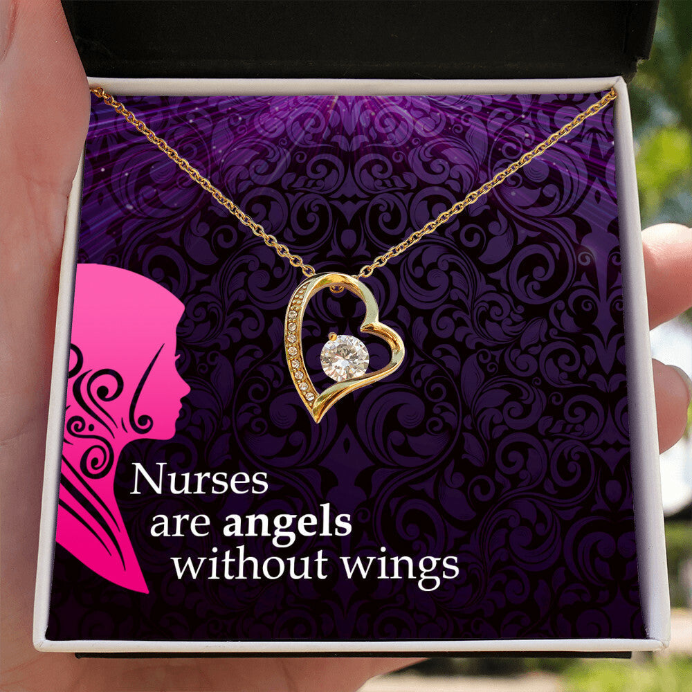 Nurses are Angels Healthcare Medical Worker Nurse Appreciation Gift Forever Necklace w Message Card-Express Your Love Gifts