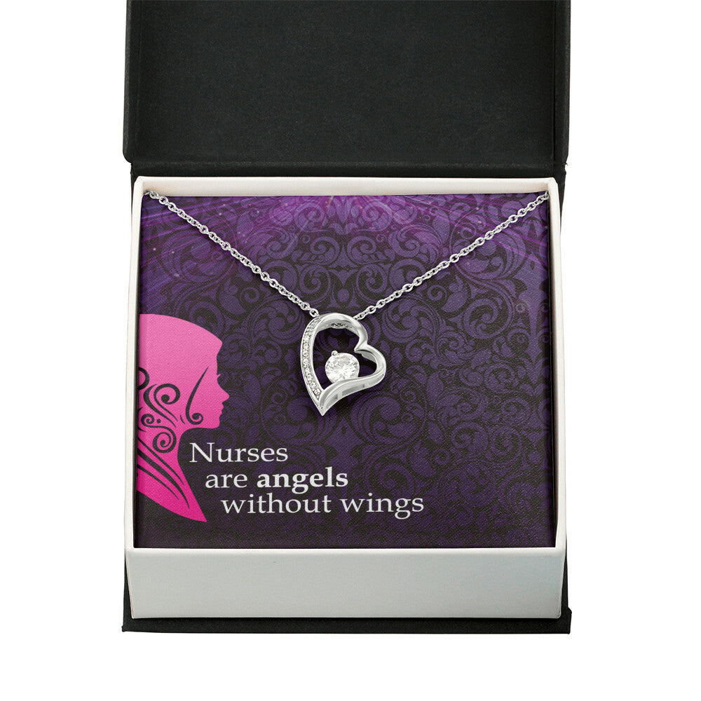 Nurses are Angels Healthcare Medical Worker Nurse Appreciation Gift Forever Necklace w Message Card-Express Your Love Gifts