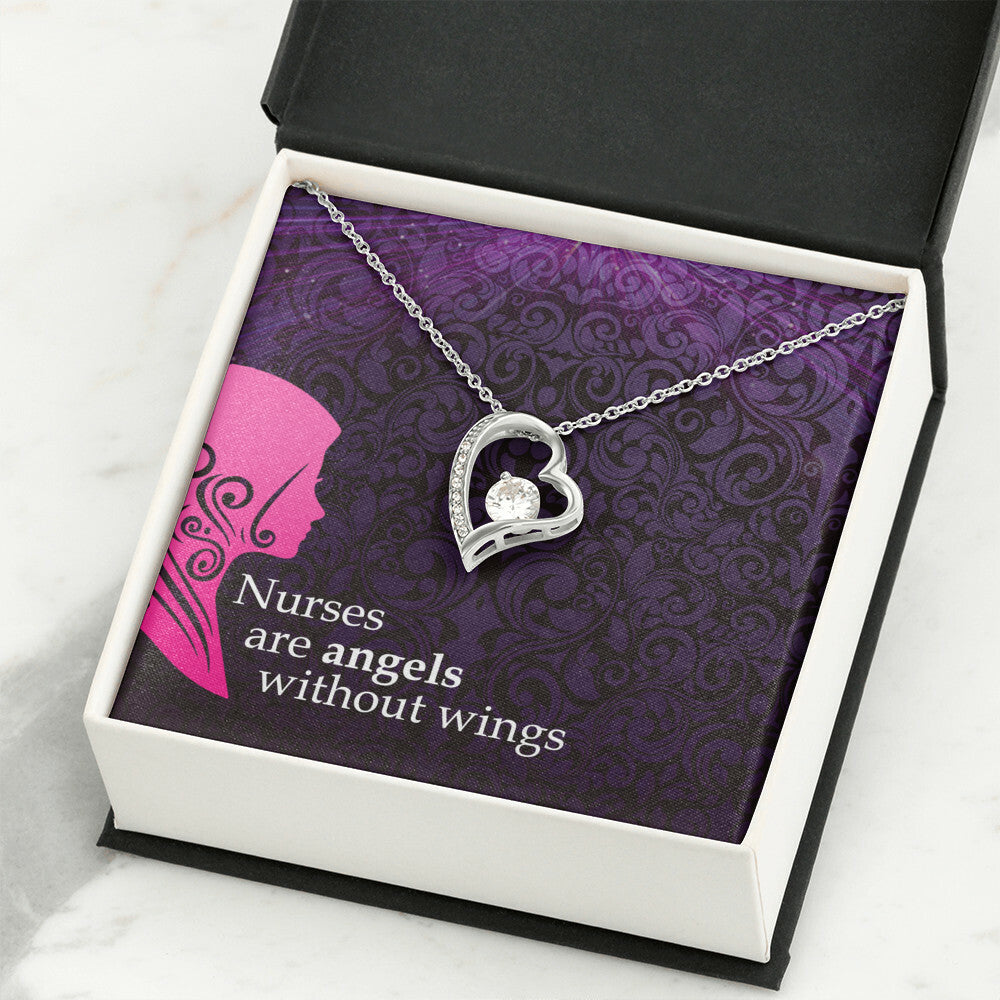 Nurses are Angels Healthcare Medical Worker Nurse Appreciation Gift Forever Necklace w Message Card-Express Your Love Gifts