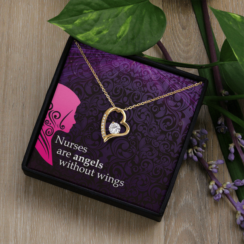Nurses are Angels Healthcare Medical Worker Nurse Appreciation Gift Forever Necklace w Message Card-Express Your Love Gifts