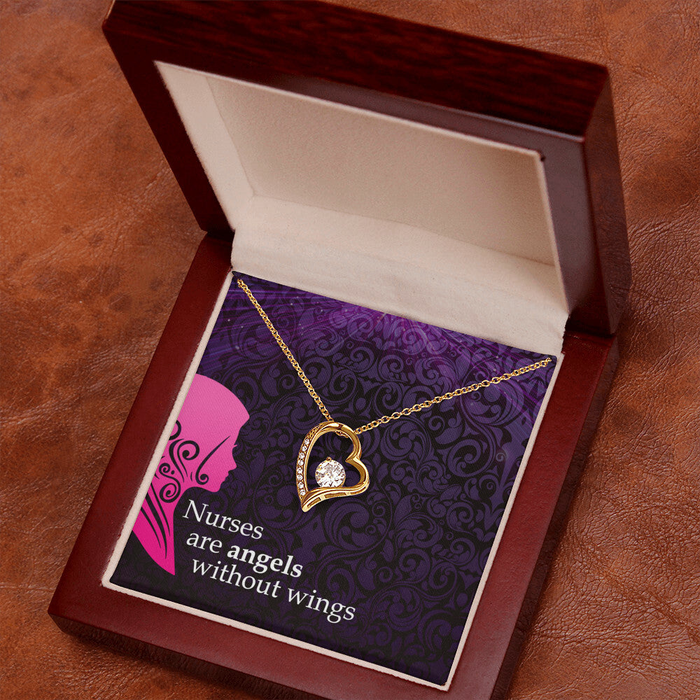 Nurses are Angels Healthcare Medical Worker Nurse Appreciation Gift Forever Necklace w Message Card-Express Your Love Gifts