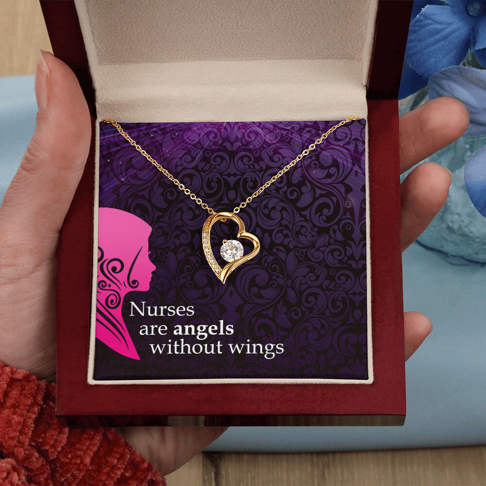 Nurses are Angels Healthcare Medical Worker Nurse Appreciation Gift Forever Necklace w Message Card-Express Your Love Gifts