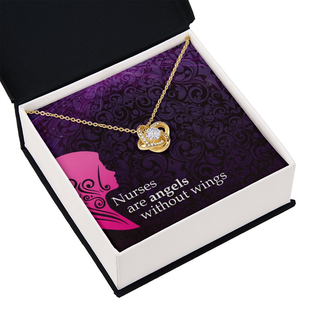 Nurses are Angels Healthcare Medical Worker Nurse Appreciation Gift Infinity Knot Necklace Message Card-Express Your Love Gifts