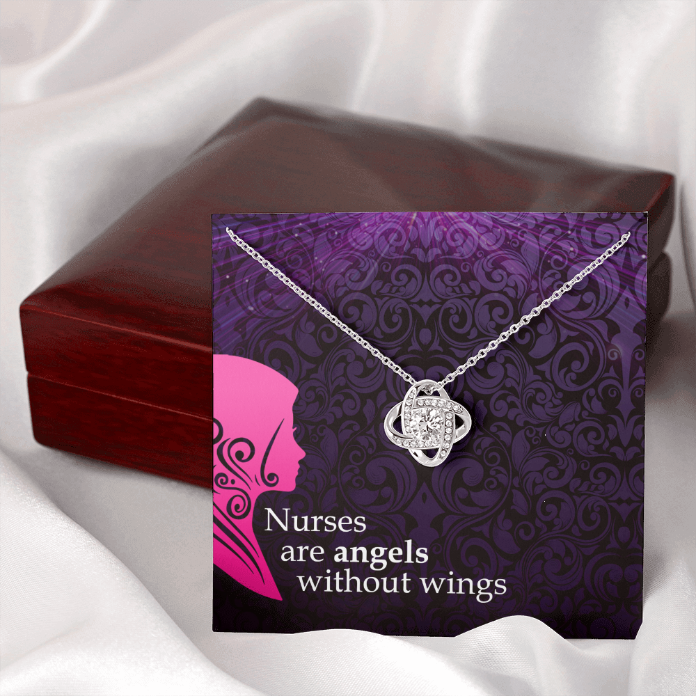 Nurses are Angels Healthcare Medical Worker Nurse Appreciation Gift Infinity Knot Necklace Message Card-Express Your Love Gifts