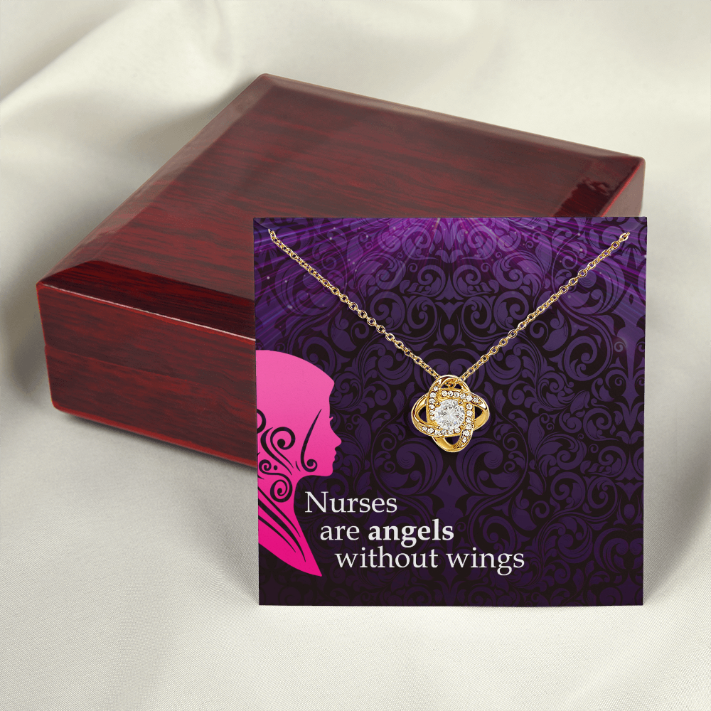 Nurses are Angels Healthcare Medical Worker Nurse Appreciation Gift Infinity Knot Necklace Message Card-Express Your Love Gifts