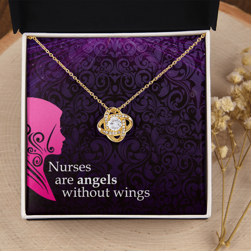 Nurses are Angels Healthcare Medical Worker Nurse Appreciation Gift Infinity Knot Necklace Message Card-Express Your Love Gifts