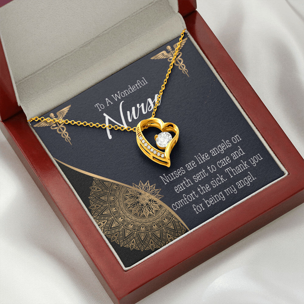 Nurses are Like Angels Healthcare Medical Worker Nurse Appreciation Gift Forever Necklace w Message Card-Express Your Love Gifts