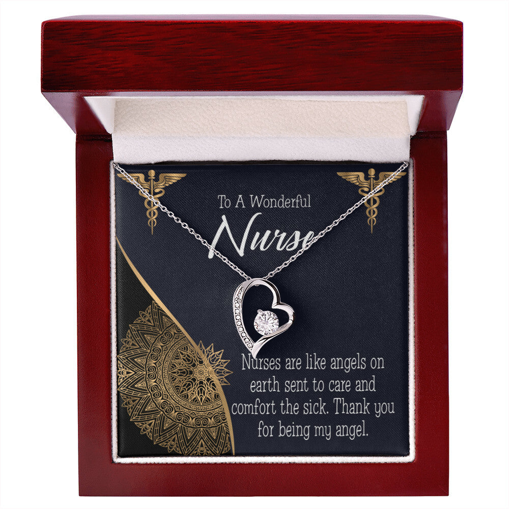 Nurses are Like Angels Healthcare Medical Worker Nurse Appreciation Gift Forever Necklace w Message Card-Express Your Love Gifts