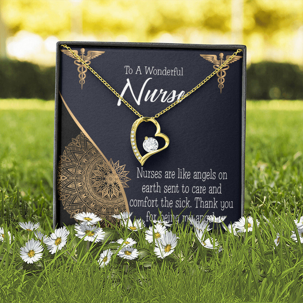 Nurses are Like Angels Healthcare Medical Worker Nurse Appreciation Gift Forever Necklace w Message Card-Express Your Love Gifts