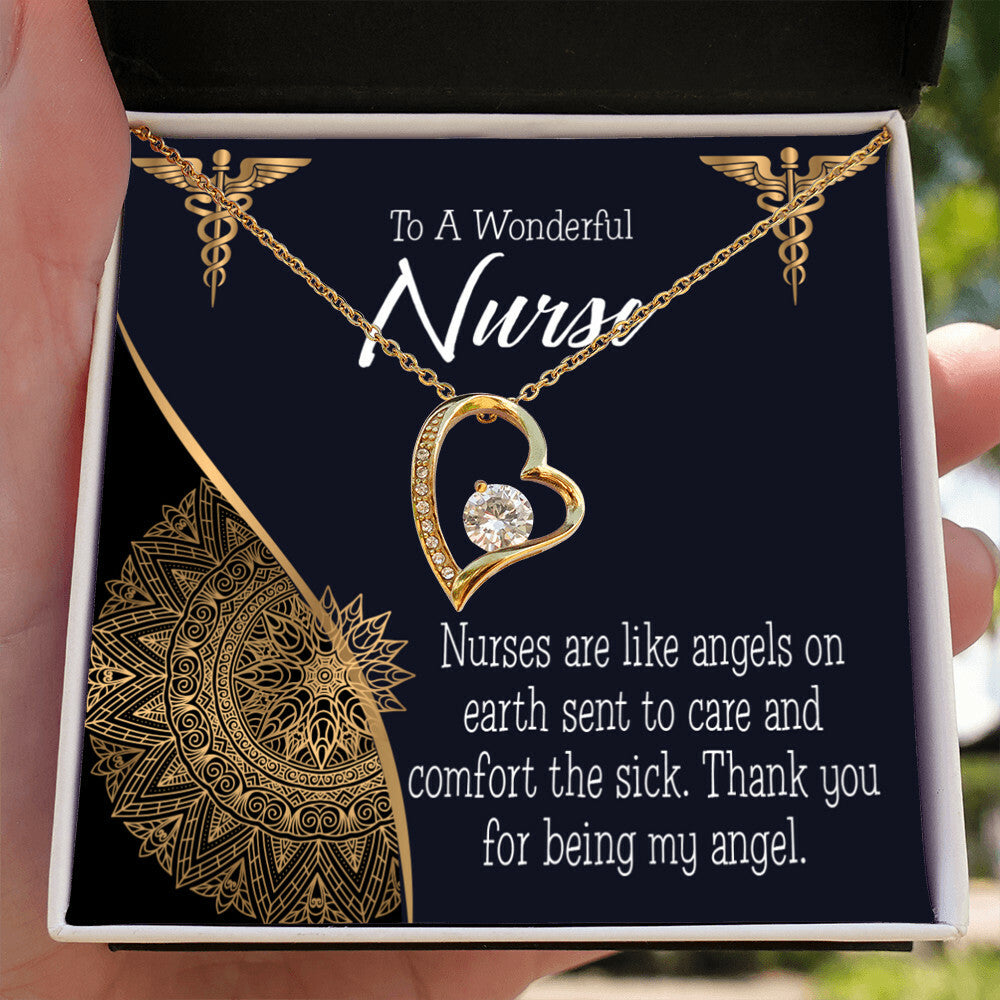 Nurses are Like Angels Healthcare Medical Worker Nurse Appreciation Gift Forever Necklace w Message Card-Express Your Love Gifts