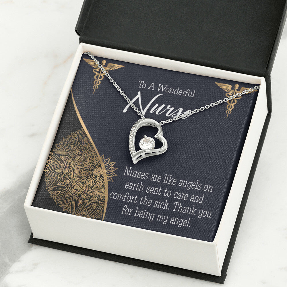 Nurses are Like Angels Healthcare Medical Worker Nurse Appreciation Gift Forever Necklace w Message Card-Express Your Love Gifts