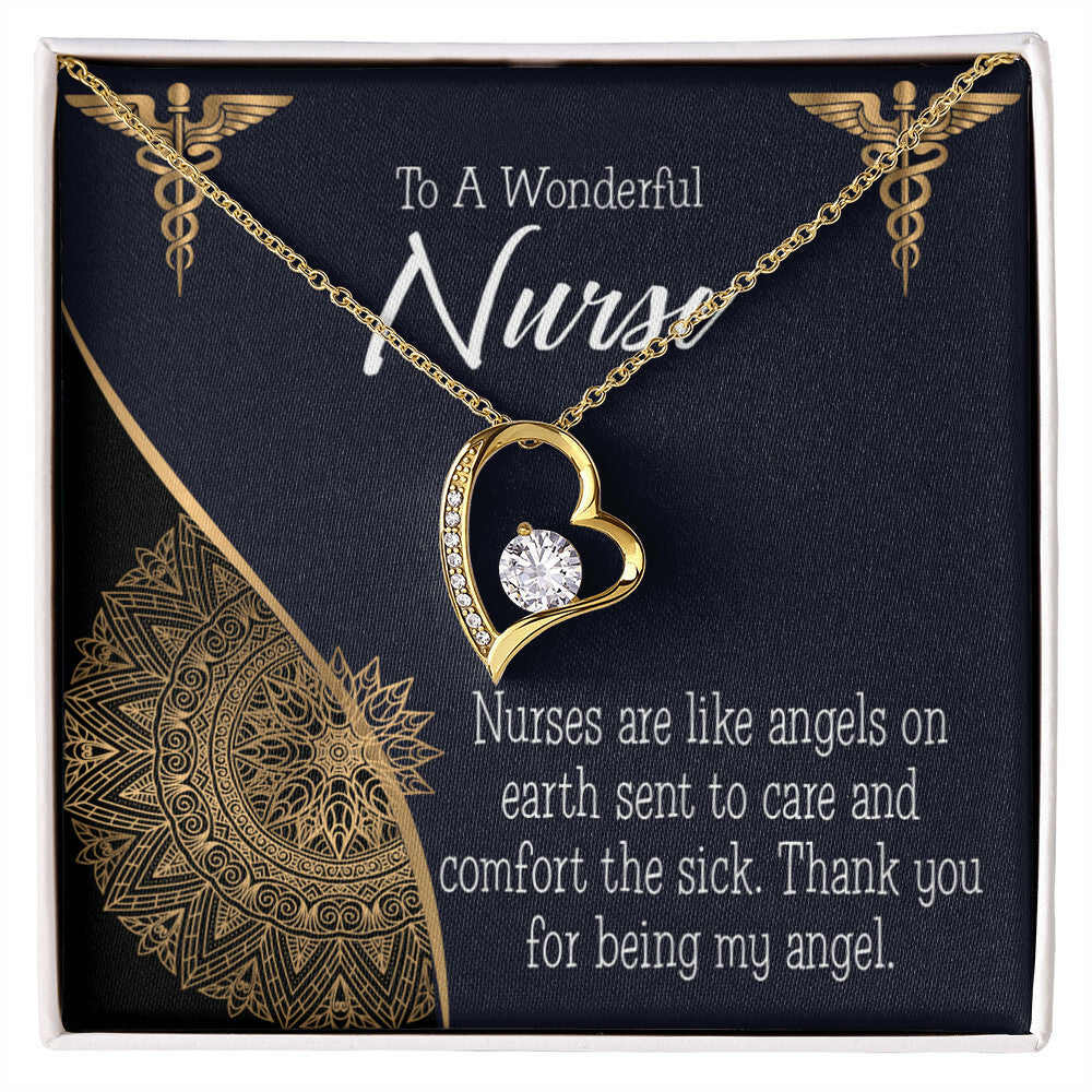 Nurses are Like Angels Healthcare Medical Worker Nurse Appreciation Gift Forever Necklace w Message Card-Express Your Love Gifts