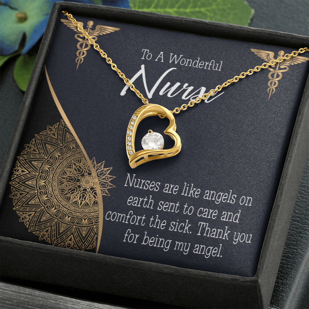 Nurses are Like Angels Healthcare Medical Worker Nurse Appreciation Gift Forever Necklace w Message Card-Express Your Love Gifts