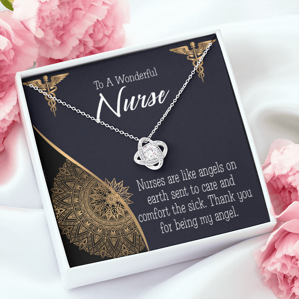 Nurses are Like Angels Healthcare Medical Worker Nurse Appreciation Gift Infinity Knot Necklace Message Card-Express Your Love Gifts