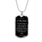 O' My Jesus Catholic Prayer Dog Tag Stainless Steel or 18k Gold 24" Chain-Express Your Love Gifts