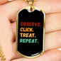 Observe Click Treat Repeat Necklace Stainless Steel or 18k Gold Dog Tag 24" Chain-Express Your Love Gifts
