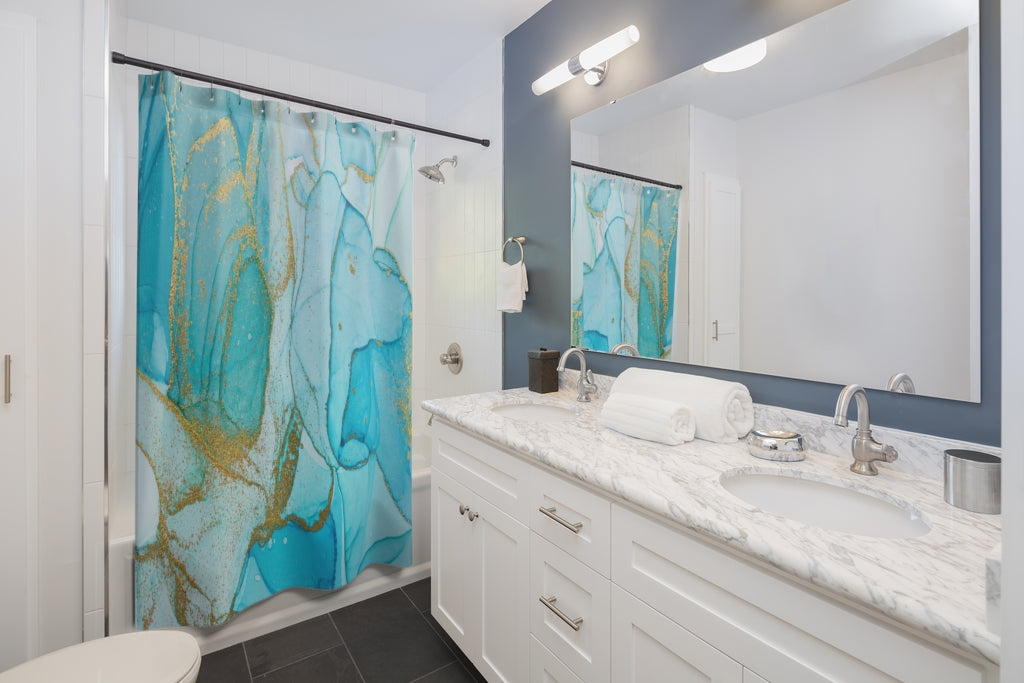 Ocean Style Watercolor Stylish Design 71" x 74" Elegant Waterproof Shower Curtain for a Spa-like Bathroom Paradise Exceptional Craftsmanship-Express Your Love Gifts