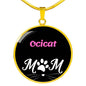 Ocicat Cat Mom Necklace Circle Pendant Stainless Steel or 18k Gold 18-22"-Express Your Love Gifts