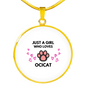 Ocicat Girl Loves Circle Necklace Stainless Steel or 18k Gold 18-22"-Express Your Love Gifts