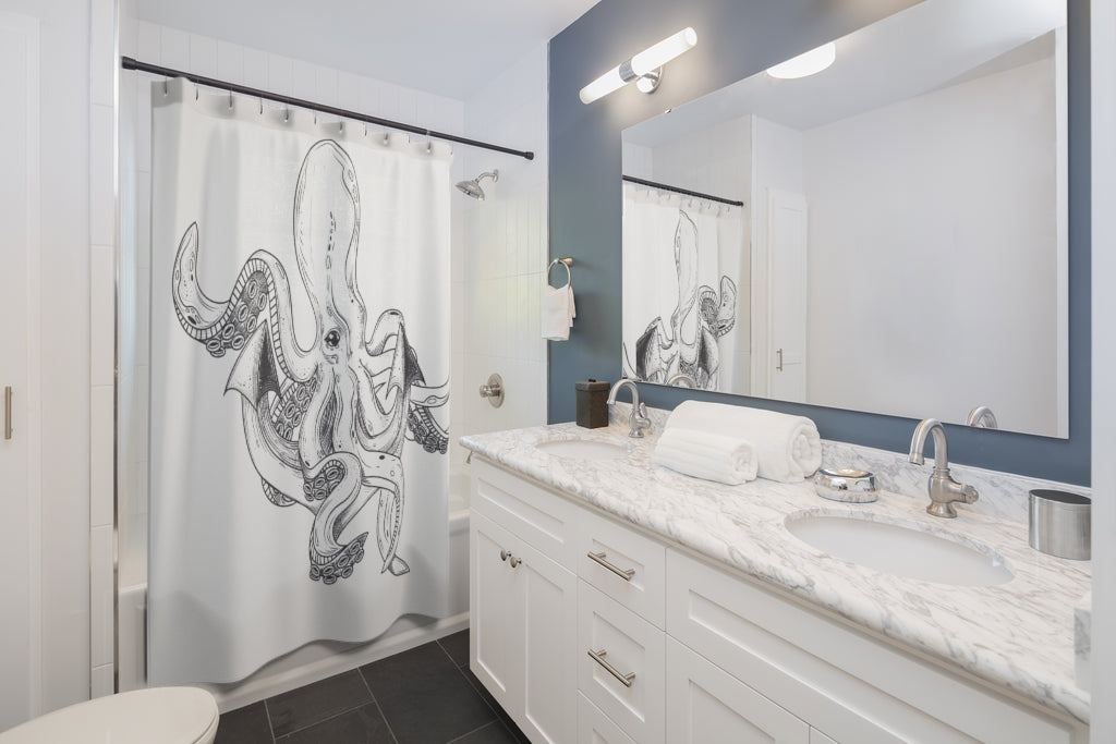 Octopus Huggung Tentacles Stylish Design 71" x 74" Elegant Waterproof Shower Curtain for a Spa-like Bathroom Paradise Exceptional Craftsmanship-Express Your Love Gifts