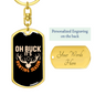 Oh Buck! It'S Hunting Season Keychain Stainless Steel or 18k Gold Dog Tag Keyring-Express Your Love Gifts