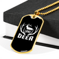 Oh Deer Necklace Stainless Steel or 18k Gold Dog Tag 24" Chain-Express Your Love Gifts