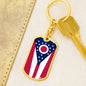 Ohio State Flag Keychain Dog Tag Stainless Steel or 18k Gold-Express Your Love Gifts