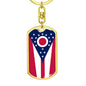 Ohio State Flag Keychain Dog Tag Stainless Steel or 18k Gold-Express Your Love Gifts