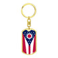 Ohio State Flag Keychain Dog Tag Stainless Steel or 18k Gold-Express Your Love Gifts