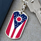 Ohio State Flag Keychain Dog Tag Stainless Steel or 18k Gold-Express Your Love Gifts