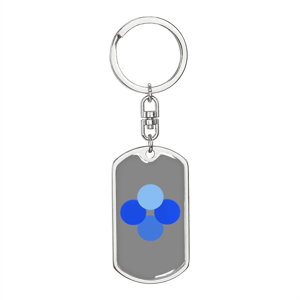 OK Blockchain (OKB) Crypto Cryptocurrency Keychain Stainless Steel or 18k Gold Dog Tag Keyring-Express Your Love Gifts