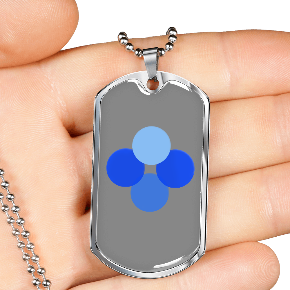 OK Blockchain (OKB) Crypto Necklace Stainless Steel or 18k Gold Dog Tag 24" Chain-Express Your Love Gifts