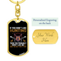 Okay Hunter'S Keychain Gift Stainless Steel or 18k Gold Dog Tag Keyring-Express Your Love Gifts