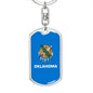 Oklahoma State Flag Keychain Dog Tag Stainless Steel or 18k Gold-Express Your Love Gifts