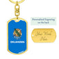 Oklahoma State Flag Keychain Dog Tag Stainless Steel or 18k Gold-Express Your Love Gifts