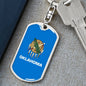 Oklahoma State Flag Keychain Dog Tag Stainless Steel or 18k Gold-Express Your Love Gifts