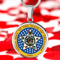 Oklahoma State Seal Necklace Circle Pendant Stainless Steel or 18k Gold 18-22"-Express Your Love Gifts